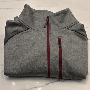 L.L. Bean Gray quarter zip with Maroon Accents